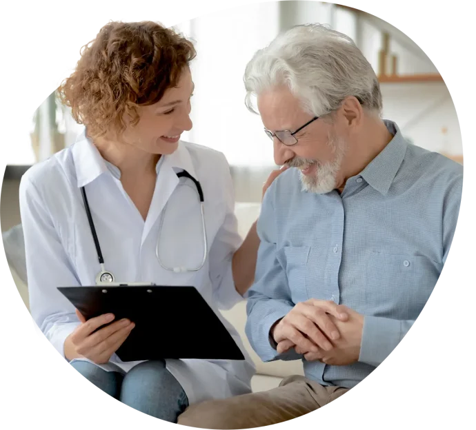 medical doctor with their patient at home