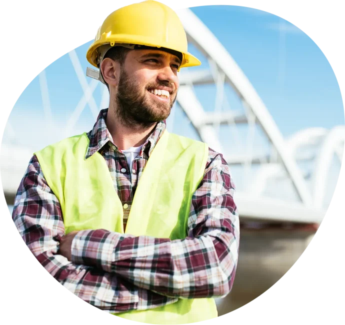 happy healthy construction worker on site