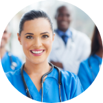 medical nurse and colleagues in hospital
